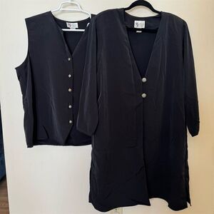 Maggie Sweet Vintage Women's Black Cardigan & Vest Set Petite 1X Casual